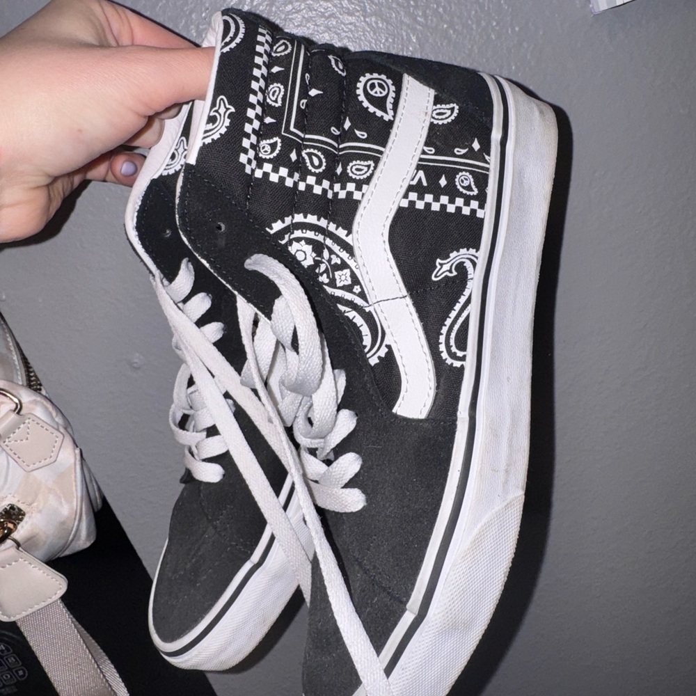 Vans Black & White Bandana High-Top Sneakers